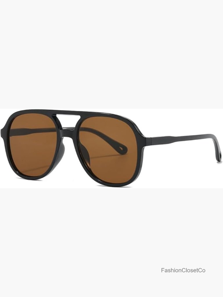 Oversized Aviator Sunglasses - Retro Pilot Frame, Uv Protection, Plastic Frame